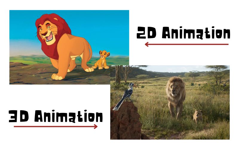 2d lion king and 3d lion king